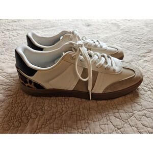 NWOB Zara Women's Sneakers, White and Tan, Animal Print, Size 39